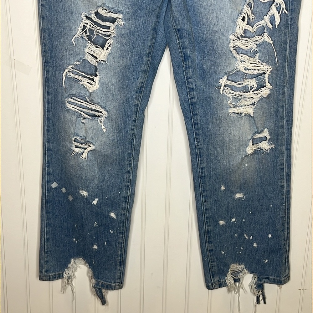 Flying Monkey Super High Rise Rigid Straight Distressed Jeans Size 27 - Picture 3 of 13
